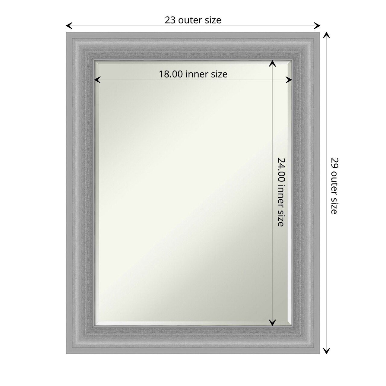 Petite Bevel Wall Mirror, Peak Polished Nickel Narrow Frame